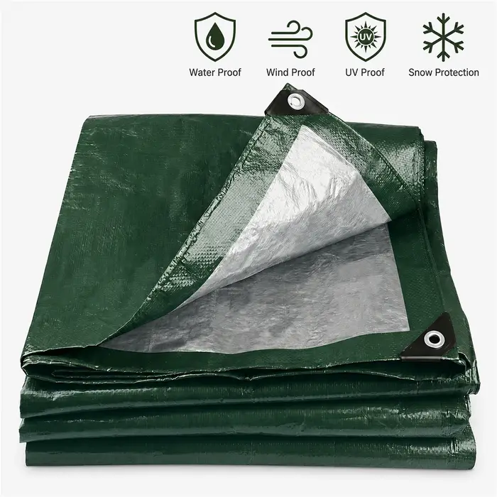 Bâche imperméable robuste pour l'extérieur, résistante aux déchirures, en PE, avec œillets renforcés