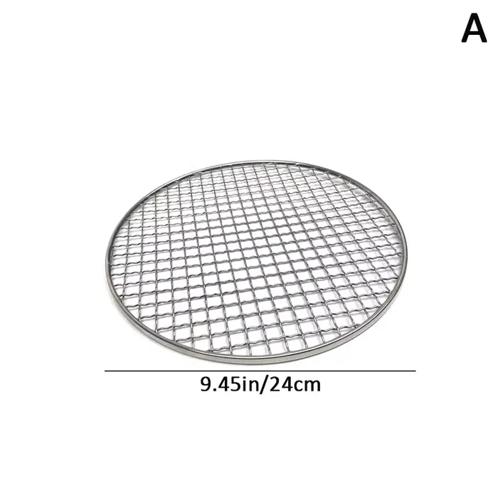 Filet de barbecue rond en acier inoxydable T1, grille à mailles, grille de pique-nique de camping, a