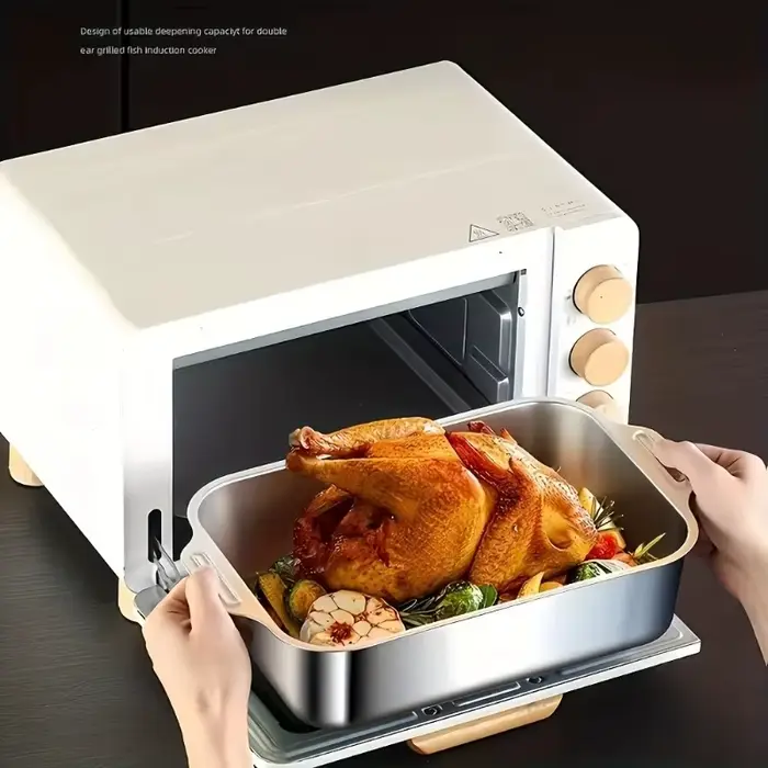 Plateau rectangulaire en acier inoxydable 304 avec couvercle pour poisson grillé et écrevisses