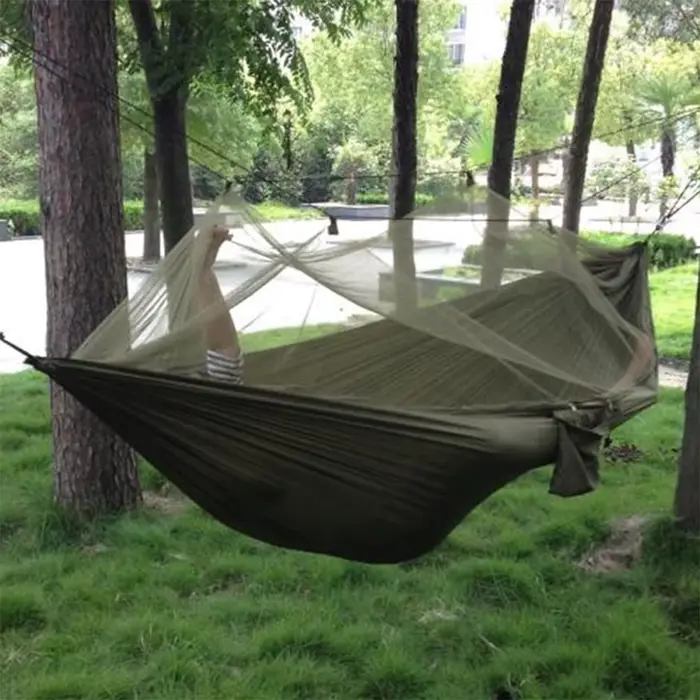 Hamac de Camping en plein air Portable léger avec moustiquaire, tissu Parachute haute résistance, li