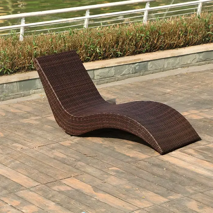 Chaise pliante d'extérieur en rotin, Chaise pliante de plage en métal pour piscine, Chaise longue re