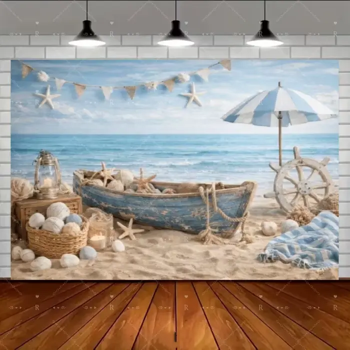 Décor de Fond Nautique Phare, Cabine de Bateau, Planches de Bois, pour Fête Garçon Fille, Anniversai
