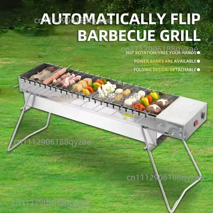 Grille de barbecue pliante au charbon de bois pour le camping en plein air, machine à barbecue à ret