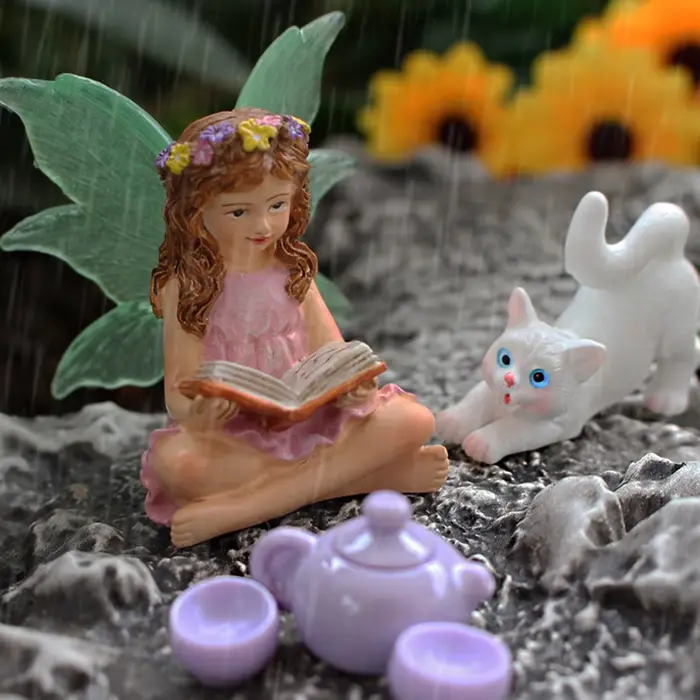 Lot de 6 Statues de Fées des Fleurs en Résine pour Bonsaï