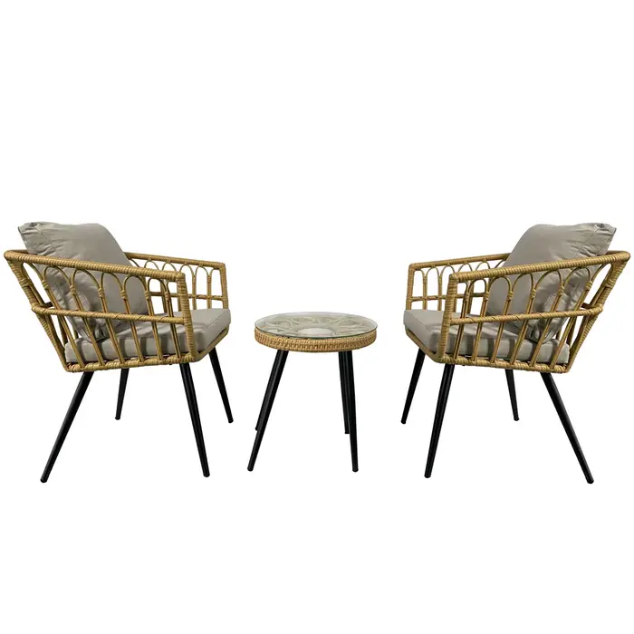 Tables et chaises de jardin extérieures en rotin, art du fer combiné avec des tables et des chaises 