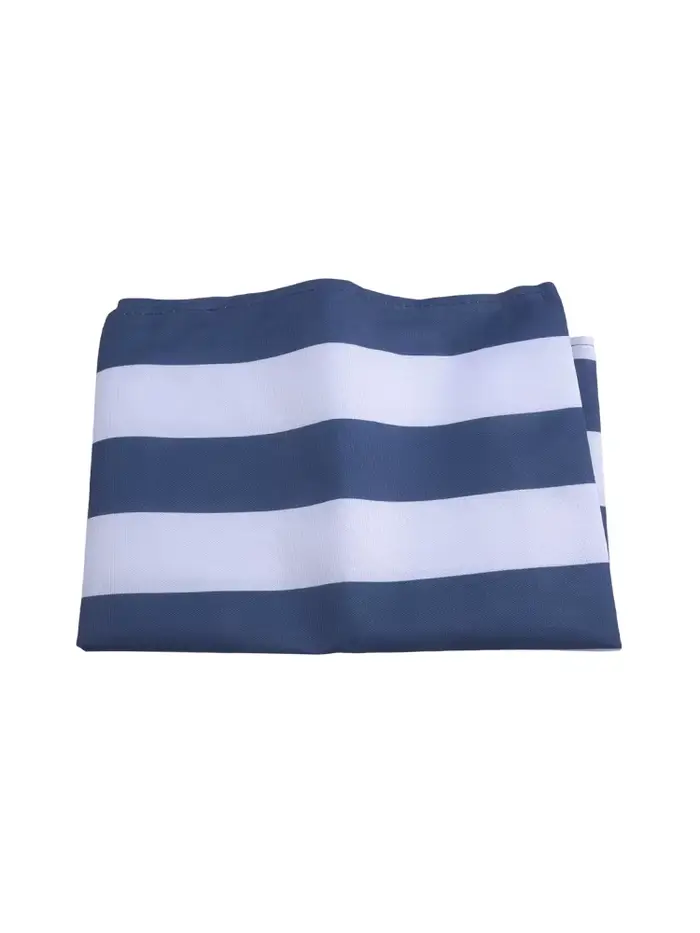 Chaise longue pliante en bois, tissu à rayures bleues et blanches, chaise de plage, chaise longue de