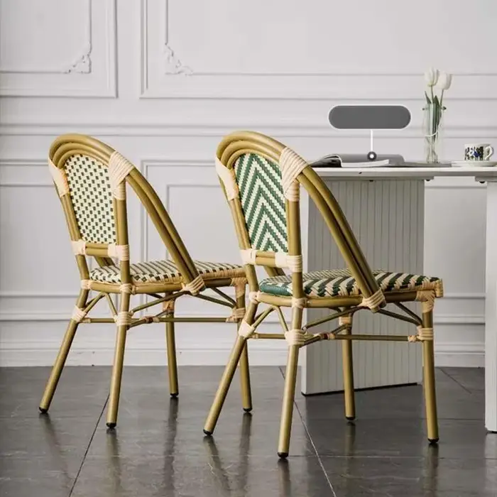 Chaises de salle à manger en rotin de jardin extérieur