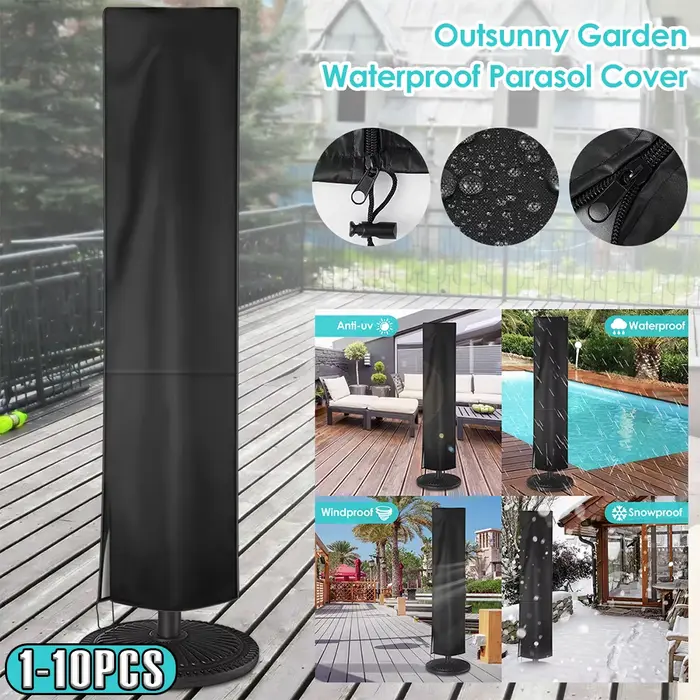 Juste de protection pour parasol d'extérieur 210D Oxford, imperméable, anti-poussière, anti-UV, avec fermeture éclair, 1 à 10 pièces