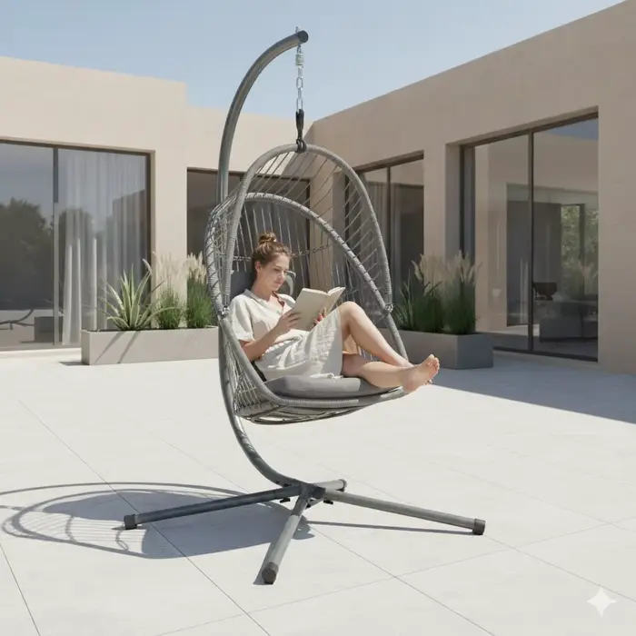 Chaise à œufs suspendue avec cadre en acier moderne