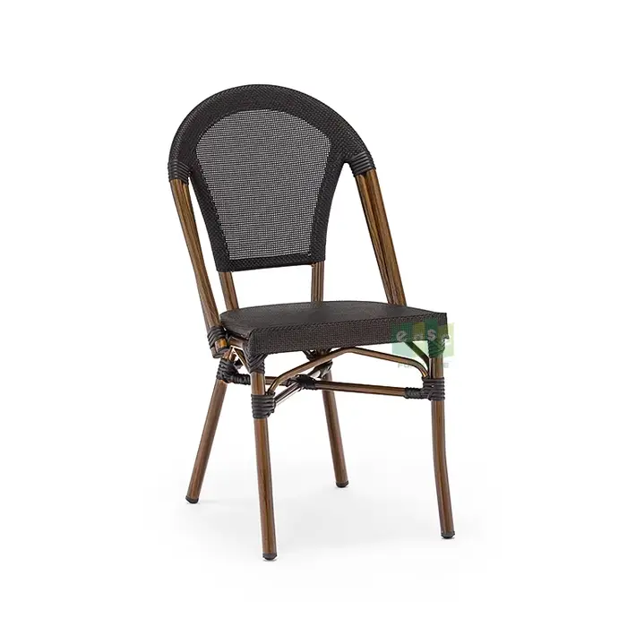 (E1044) balcon imperméable tissu noir chaise extérieure nordique meubles de Restaurant