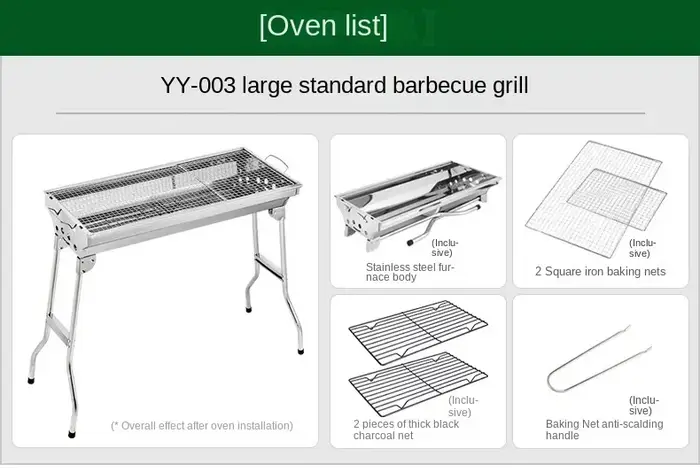 Barbecue à charbon de bois en acier inoxydable épais, gril pliant portable, appareils ménagers, exté