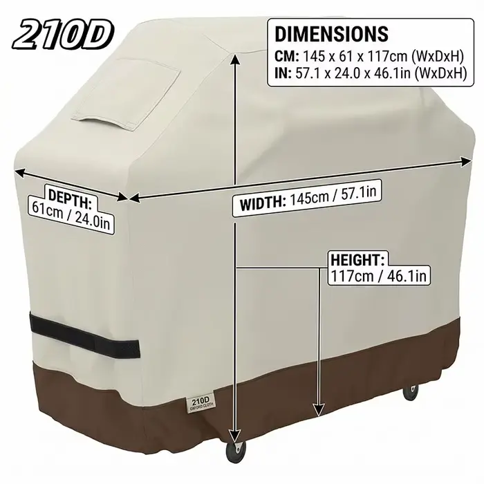 Housse de protection 210D beige pour barbecue à gaz extérieur, anti-poussière, imperméable, pour fou
