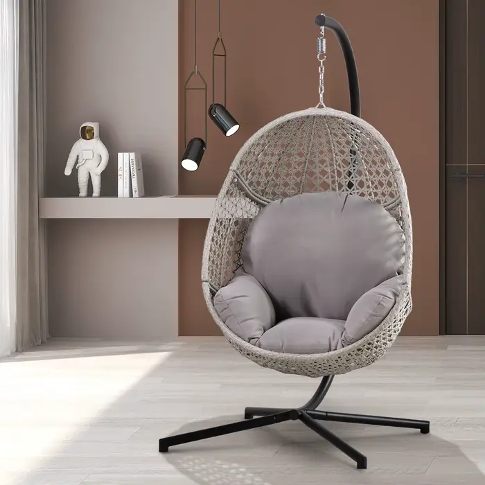 Chaise à œufs suspendue élégante en rotin, mobilier d'extérieur, jardin, balcon, chambre à coucher,