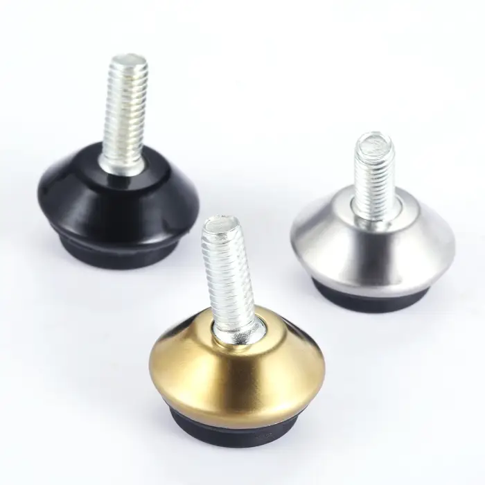 4 Pcs M6x15mm Pivotant Meubles Jambe Niveleurs de Pieds Glisse Pieds Réglables De Base Noire pour Ta