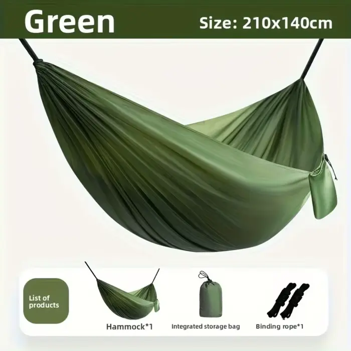 Hamac de camping portable et léger avec sac de rangement et cordes pour la randonnée, le voyage et l