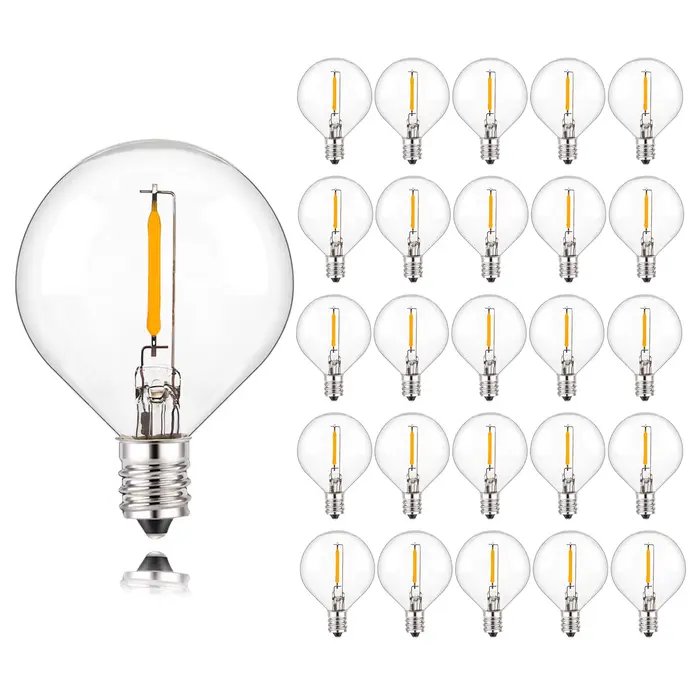 25 pièces Vintage G40 ampoule LED 1W E12 220V blanc chaud 2200K verre clair égal 7W chaîne à incande