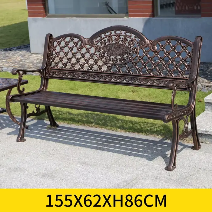 Nouveau Banc d'extérieur 155 cm 2026 en Métal avec Dossier, Chaise Longue de Jardin, Banc de Porche 