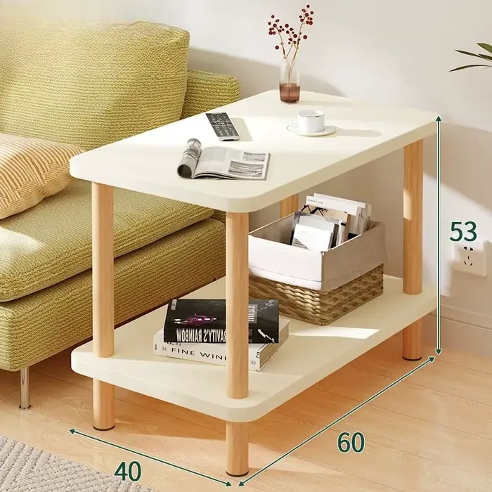 Table d'appoint en bois à 2 niveaux, table d'appoint moderne avec espace de rangement semi-fermé pou