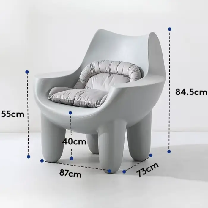 Canapé en plastique, chaises de salon modernes, intérieur esthétique, fauteuil à dossier individuel,