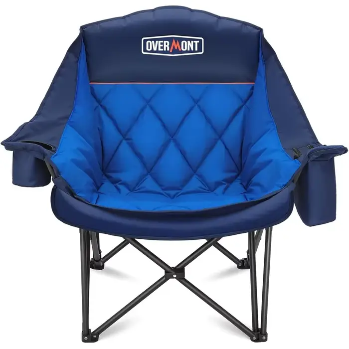 Chaise de camping XL surdimensionnée pour adultes, chaise pliante rembourrée robuste avec support de