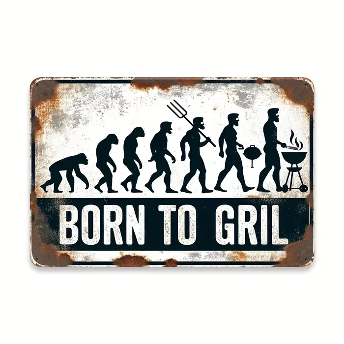 1PC Logo mural vintage en fer pour barbecue - Polyvalent, à suspendre au mur, design épuré pour les 