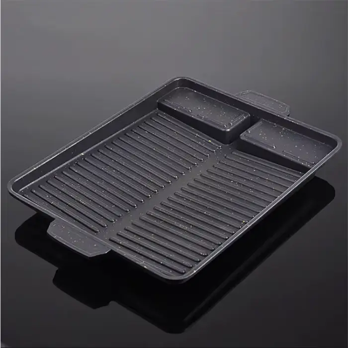 Plaque de cuisson BBQ portable 32 x 26 cm avec revêtement antiadhésif pour réchaud à gaz butane