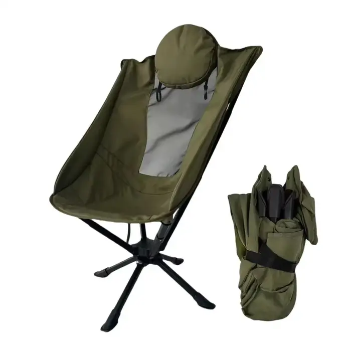 Chaise pivotante, chaise pliante portable d'extérieur, chaise de camping pivotante en aluminium est