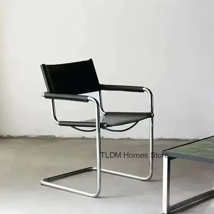 Chaises De salle à manger noires en acier inoxydable, balcon en métal noir, chambre à coucher, chais