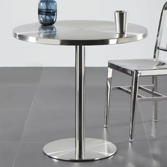 Table de Salle à Manger Ronde en Acier Inoxydable