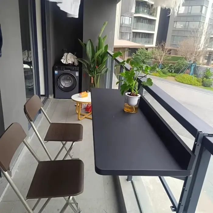 Table suspendue de balcon pliante, bureau de Bar de bistro, Table à thé d'extérieur avec support de 