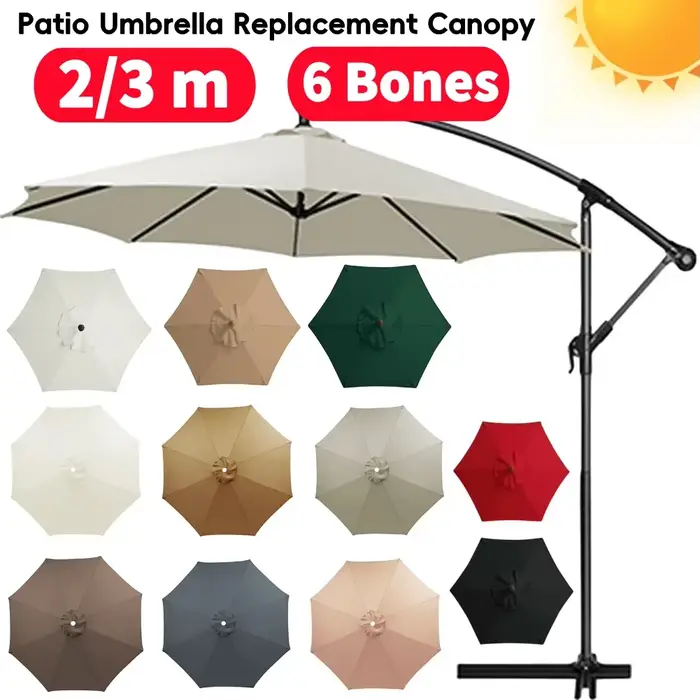 Auvent de remplacement pour parasol de Patio, 10 pieds, 6 nervures, résistant aux UV, couverture de 