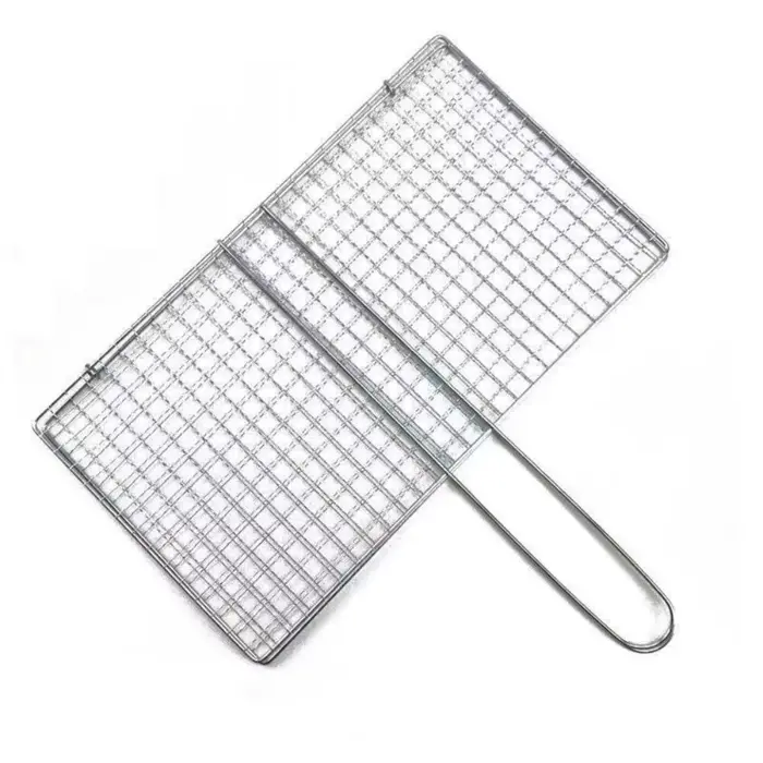 Filet de Barbecue en fer chaud, pince en maille de fer argentée, filet de poisson grillé pour Campin