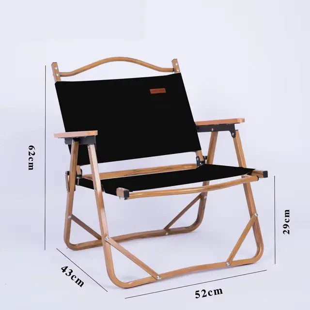 Chaise longue d'extérieur portable et pliante, mains courantes en bois, chaise de pique-nique, chais