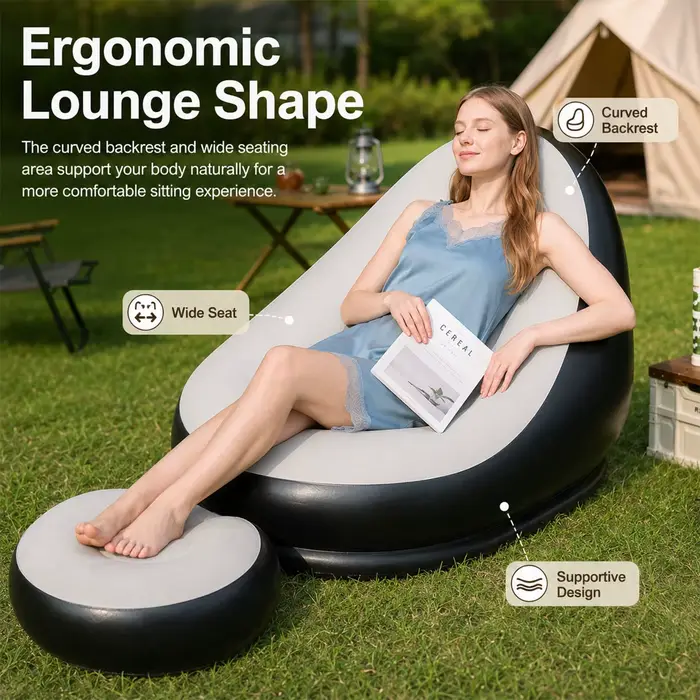1PC Chaise longue gonflable avec repose-pieds assorti