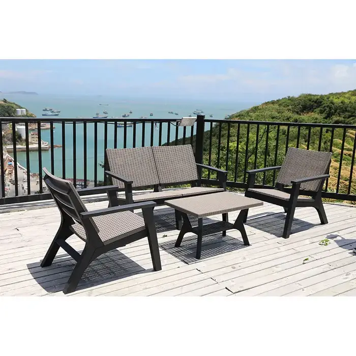 Canapé de jardin étanche, meubles de terrasse d'extérieur, ensemble de canapé en rotin