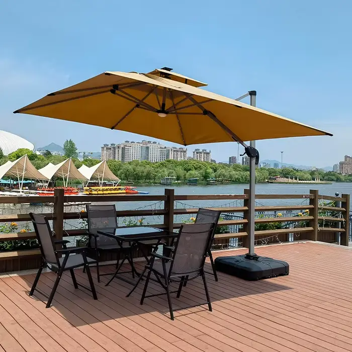 Parasol commercial d'extérieur, 3x3m, structure en aluminium, tissu polyester 250g, parasol moderne pour jardin