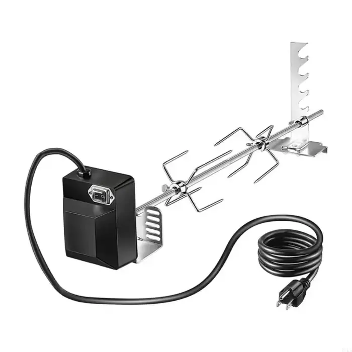 Ensemble rôtissoire universel adapté aux grils électriques à gaz, comprend des supports fourchettes 