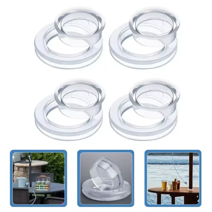 Protection d'anneau de table en silicone transparent pour parasol de patio avec capuchon
