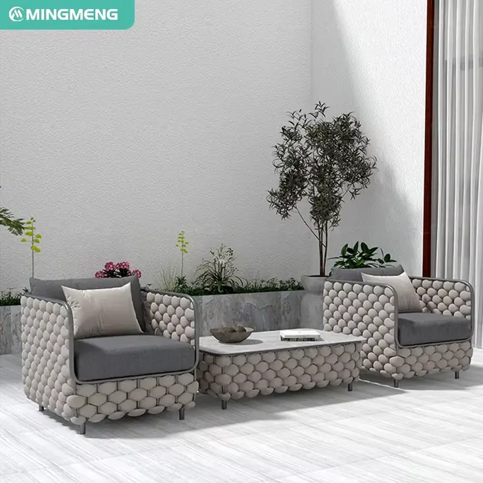 Ensemble de canapé de jardin moderne en rotin et alliage d'aluminium, pour la maison, le bureau ou l
