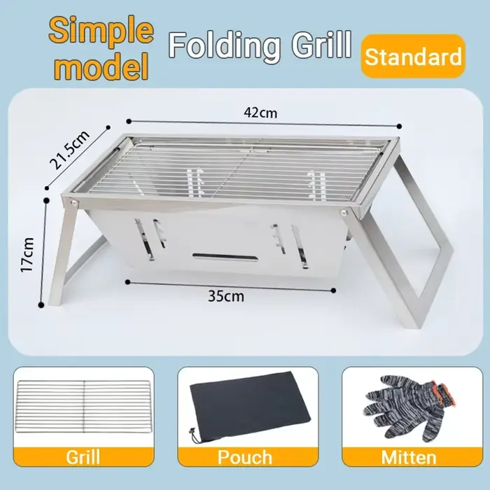 Barbecue portable pliable au charbon de bois en acier inoxydable pour camping, pique-nique et cuisso
